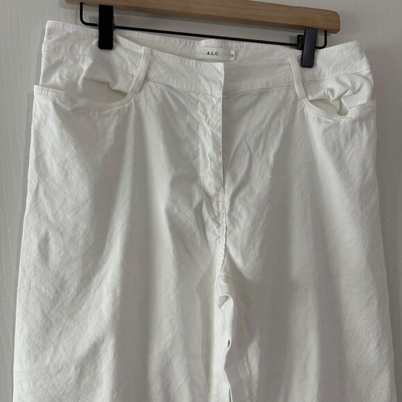 A.L.C. Womens Teddy Cropped Wide Leg Italian Fabric White Pant Size 12 Large - Picture 2 of 9